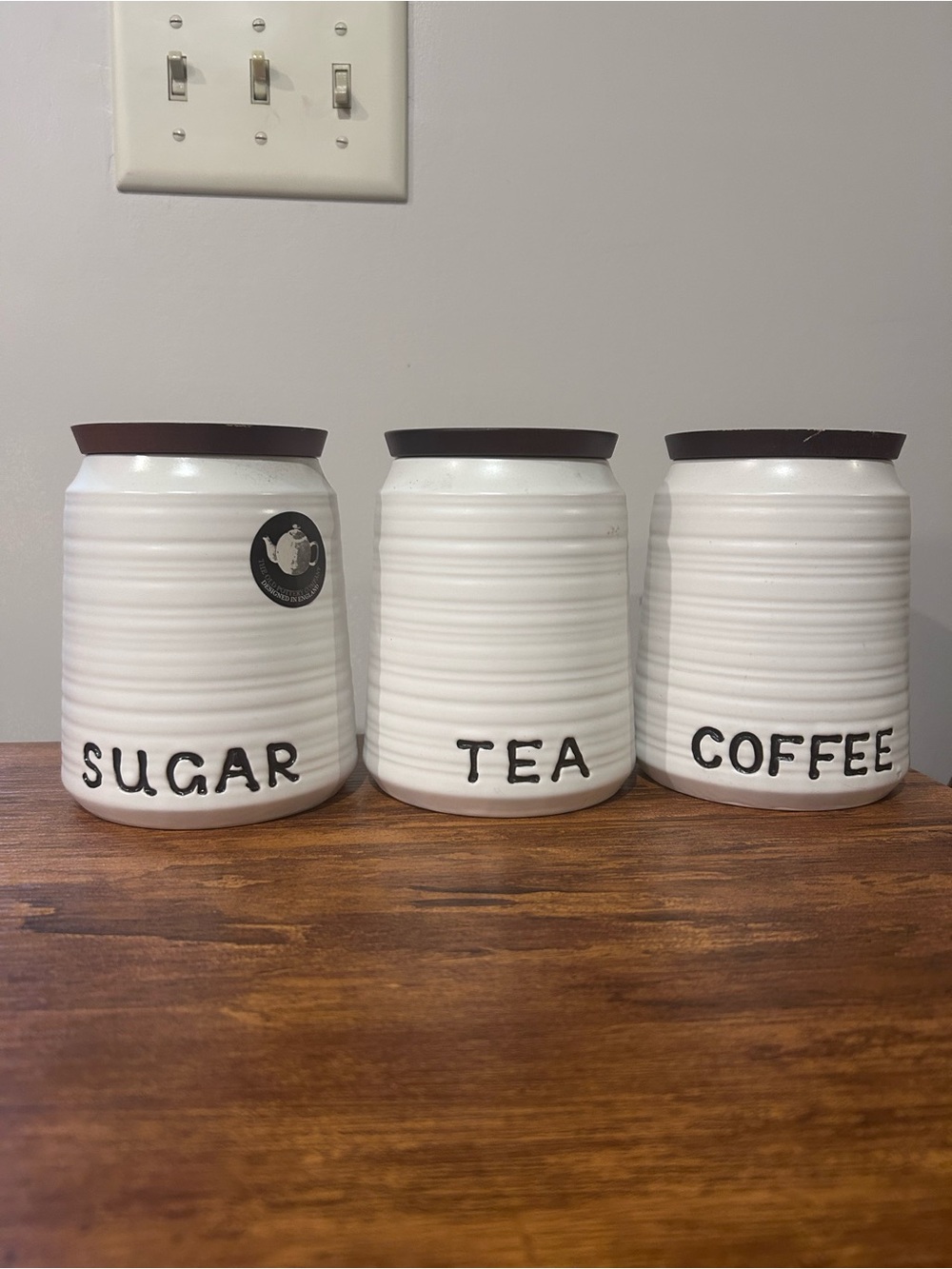 The Old Pottery Company Tea Sugar & Coffee Canisters